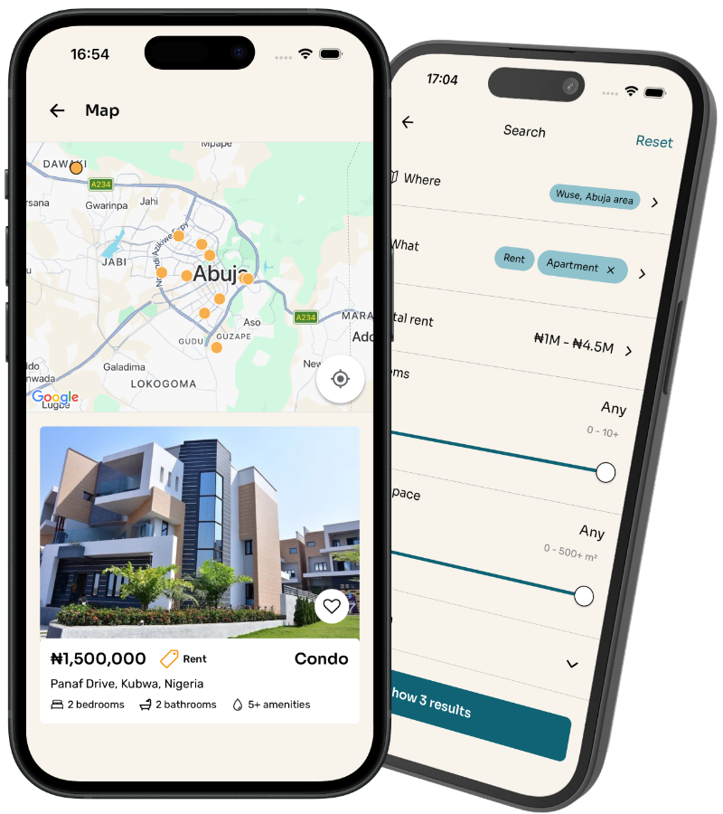 Yard app showing property listings in Nigeria